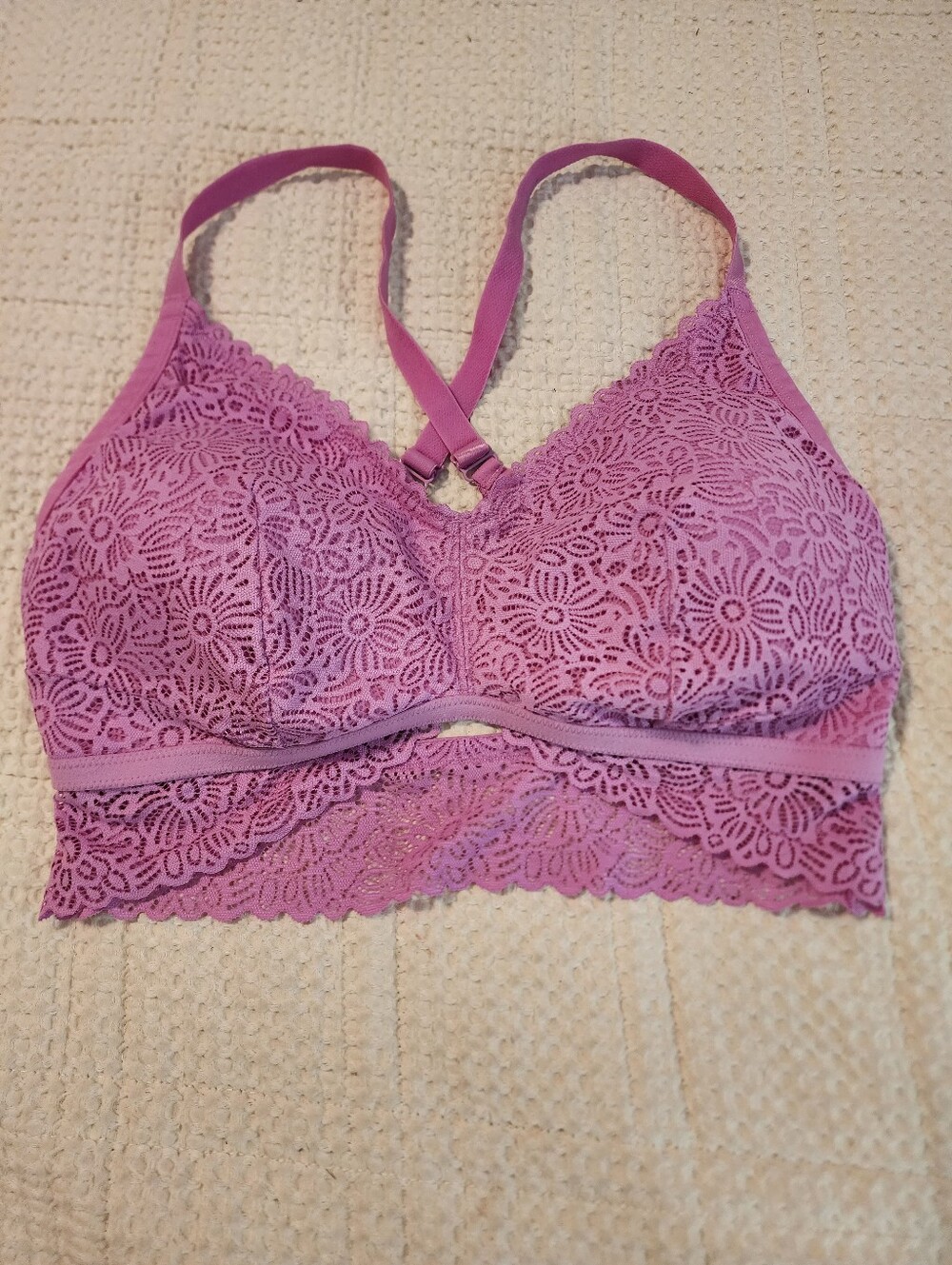 Auden Lilac/Pink Lace Bralette XXL NWOT Keyhole Back Layering Boho Coquette Soft